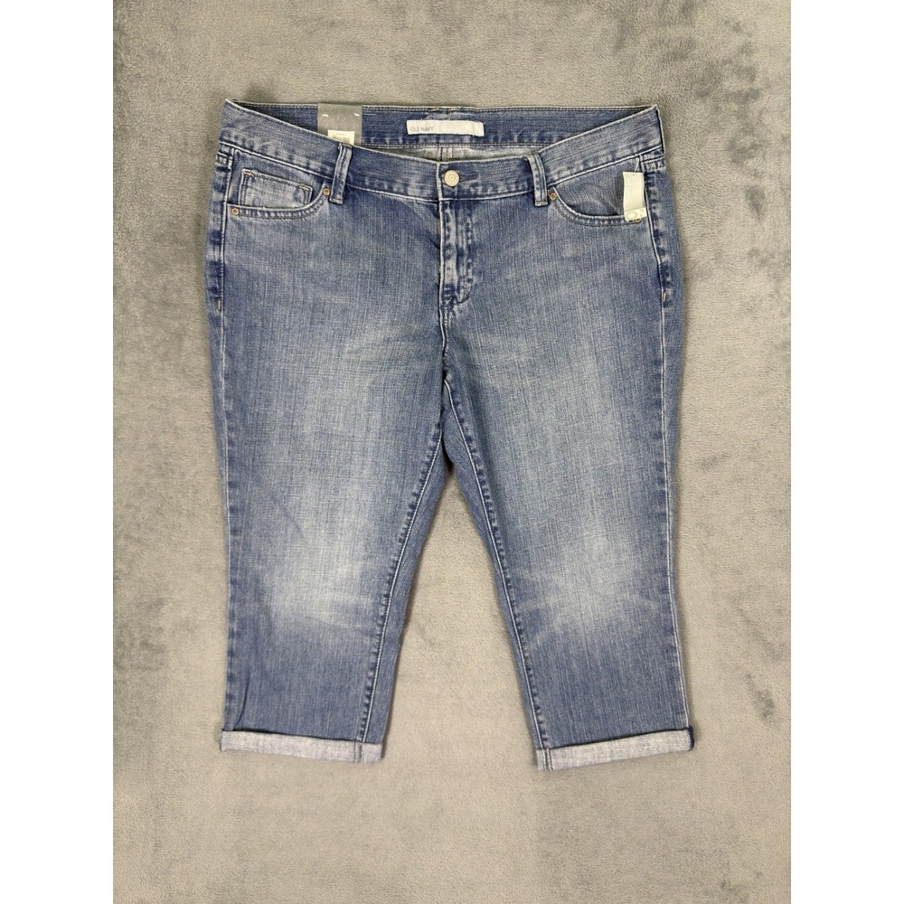 New Old Navy Jeans Womens‎ 15 Blue Medium Wash The Diva Low Rise Capri Cuffed